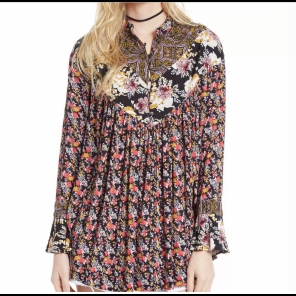Free People Wildflower Fields Tunic Swing Top Size Medium